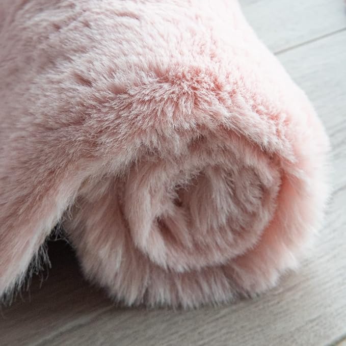 Pink Fuzzy Faux Rabbit Washable Fur Rug for Girls Bedroom 4x6 Shag Area Rugs for Living Room Boho Nursery Rug