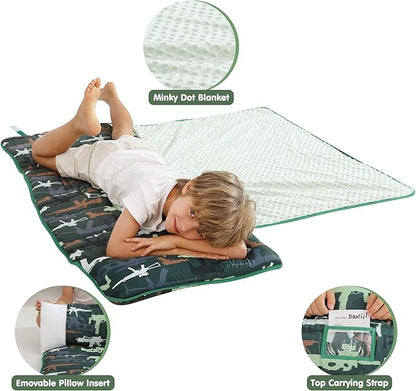 Viviland Toddler Kid Nap Mat for Preschool, Slumber Bag with Pillow and Blanket, Daycare Sleeping Bag Kindergarten Sleep Mat
