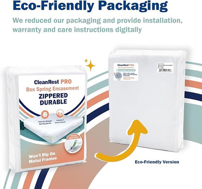CleanRest PRO Box Spring Encasement - Ultimate Defense Against Allergens, Dust Mites, and More - Water Resistant, MicronOne Allergen Barrier, Zip-N-Click (California King)