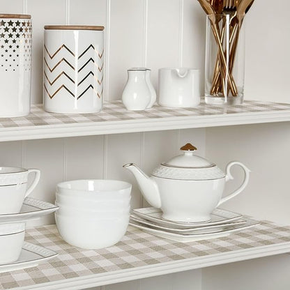 Drawer Shelf Liner, Non-Slip Kitchen Cabinet Liners Non-Adhesive Thick Strong Grip Waterproof Mats Protect Dresser Shelves Cupboard Bathroom Cabinets, Green Plaid, 23.6 in X 20 FT