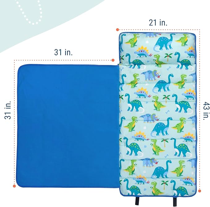Wildkin 43-inch Kids Nap Mat – Soft Microfiber Toddler Sleeping Mat with Pillow