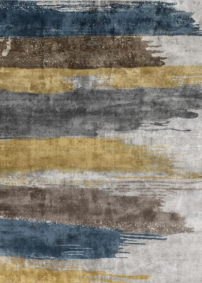 Ciicool Abstract Area Rug Indoor, 3x5 Washable Entryway Rug, Modern Soft Throw Rug with Non-Slip Backing Ideal for Bedroom Living Room Entrance Kitchen, Low-Pile Floor Carpet Doormat Yellow Blue Grey