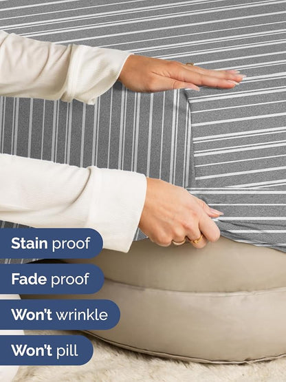 Extra Deep King Fitted Sheet - Hotel Luxury Single Fitted Sheet Only - Easily Fits 18 inch to 24 inch Mattress - Ultra Soft, Wrinkle Free with Extra Deep Pockets - Breathable & Comfy - Grey Stripes
