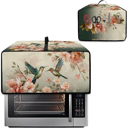 Air Fryer Toaster Oven Dust Cover Washable Fabric Countertop Microwave Smart Oven Cover for Kitchen Countertop Decor, L, 18.5 x 22.5 x 13 inches, Hummingbird Floral Pattern