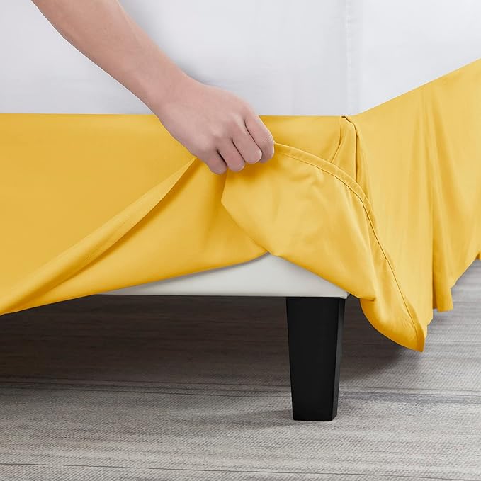 Nestl Yellow Bed Skirt Queen Size - Queen Bed Skirt 14 Inch Drop - Brushed Microfiber Bed Skirts - Hotel Quality Pleated Bed Skirt - Shrinkage & Fade Resistant