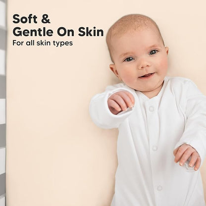 KeaBabies 2-Pack Baby Crib Sheets for Boys, Girls - 52x28 Viscose Derived from Bamboo Toddler Bed Sheets Neutral, Fitted Crib Mattress Cover for Standard Baby Bedding, Soft & Cozy (Cameo)