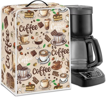 Mumeson Coffee Cup Design Coffee Maker Cover Stain Resistant Washable Covers with Handle Home Appliance Dust Cover for Home Kitchen Decor, Large