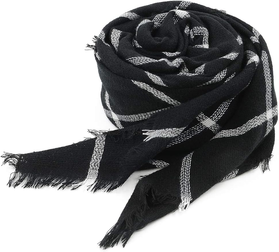 American Trends Women's Cozy Warm Winter Fall Blanket Scarf Stylish Soft Chunky Checked Giant Scarves Shawls