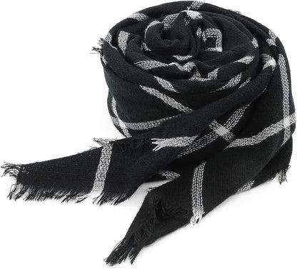 American Trends Women's Cozy Warm Winter Fall Blanket Scarf Stylish Soft Chunky Checked Giant Scarves Shawls