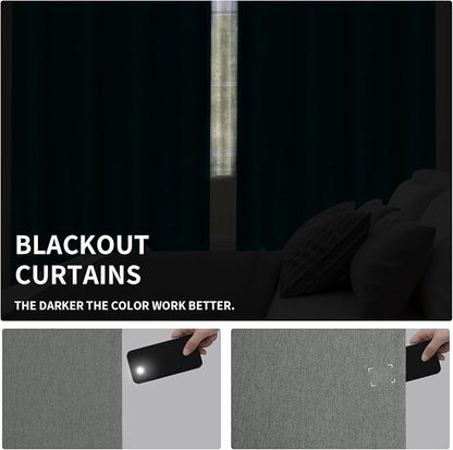 Easy-Going Linen Look Blackout Curtain Grommet Window Curtain Drapes for Bedroom, Living Room Thermal Insulated Room Darkening (2 Panels, 42x84 inch, Grey)