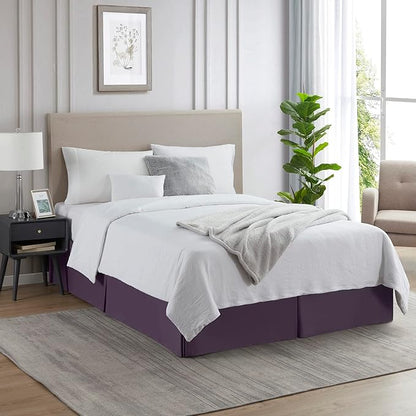 Nestl Dark Purple Bed Skirt King Size - King Bed Skirt 14 Inch Drop - Brushed Microfiber Bed Skirts - Hotel Quality Pleated Bed Skirt - Shrinkage & Fade Resistant