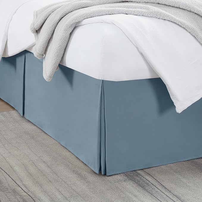 Nestl Stone Blue Full Bed Skirt - Full Size Bed Skirt 14 Inch Drop - Brushed Microfiber Bed Skirts - Hotel Quality Pleated Bed Skirt - Shrinkage & Fade Resistant