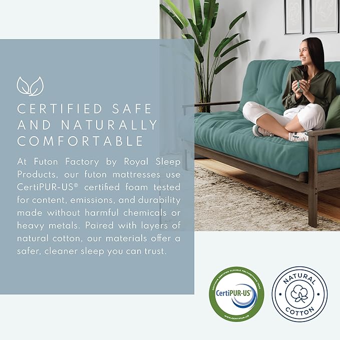 Royal Sleep Products by The Futon Factory 6 inch Foam Futon Mattress - Solid Mustard Cover - Twin Size - CertiPUR Certified Foams - Made in USA - Replacement Mattress - (Frame not Included)