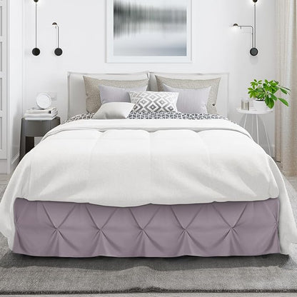 Nestl Dusty Purple Bed Skirt Full Size, Pinch Pleat Full Bed Skirt, 14" Inch Drop Full Bedskirt, Hotel Quality Dusty Purple Bed Skirts, Microfiber Bedskirt for Full Bed, Dusty Purple Full Bed Skirt