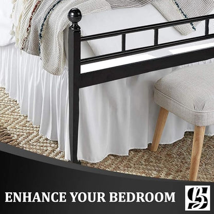 SKY BEDDINGS - Full Size Ruffled Bed Skirt with Split Corners - 14 Inch Drop Dust Ruffle Bed Skirt with Platform Three Sided Coverage - 100% Microfiber, White