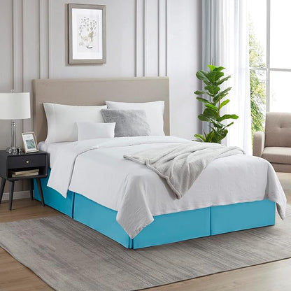 Nestl Beach Blue Twin Bed Skirt - Twin Size Bed Skirt 14 Inch Drop - Brushed Microfiber Bed Skirts - Hotel Quality Pleated Bed Skirt - Shrinkage & Fade Resistant