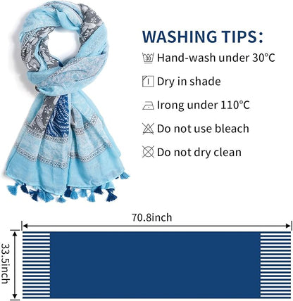 Scarf for Women Lightweight Soft Floral Leopard Printed Scarves Fall Winter Fashion Shawl Wrap with Fringe