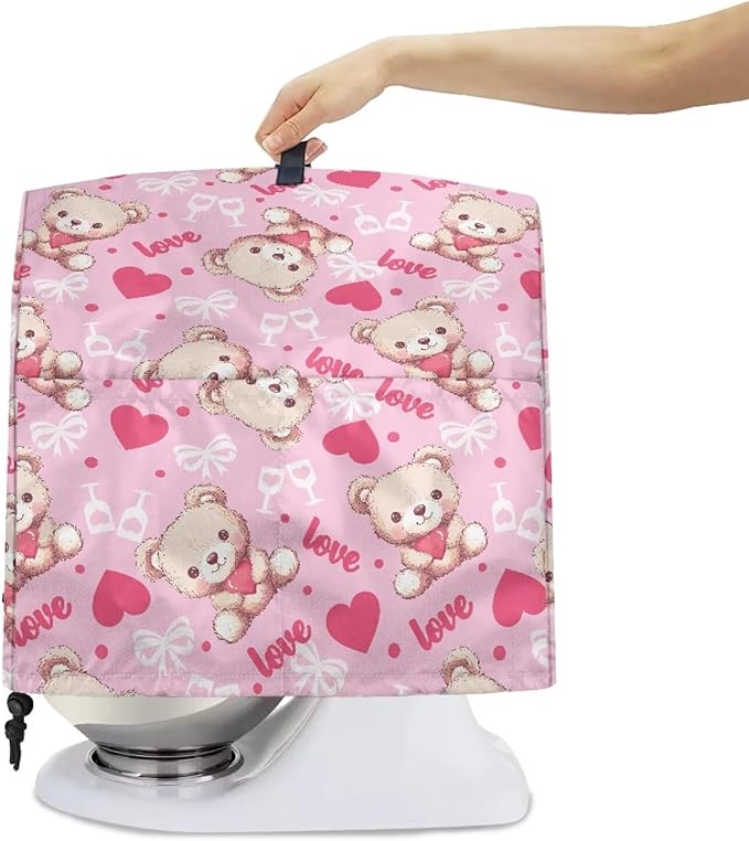 Cartoon Bear Lover Stand Mixer Covers for Women Kitchen Appliance Dust Covers Protective Compatible with 4.5-5 Quart Kitchen Aid Stand Mixer Cartoon Gnome Mixer Cover