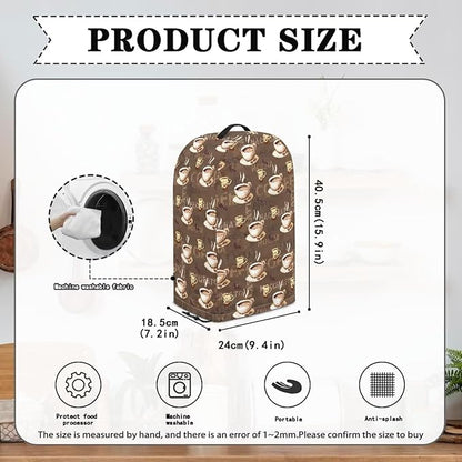 Coffee Cups Blender Cover Dust Proof Small Appliance Cover Foldable Dust Cover Kitchen Decorations for Blender Food Processor Juicer Brown