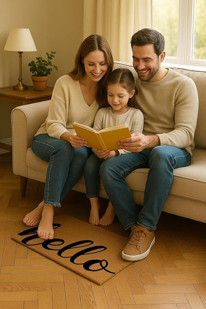 Coir Door Mats 17" X 30", Non-Slip Sturdy, PVC Backed Heavy Duty, Easy to Clean, Ideal for Door Entrance, Patio, Porch, Backyard, Garages, Drop-in to say a Hello!