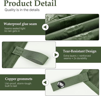 Camping Tarp Tent Portable Multifunctional Bushcraft Backpacking Tear-Resistant Fabric Rain Fly Tarps Awning Shelter Lightweight Waterproof Tarp(10×10 tarp)