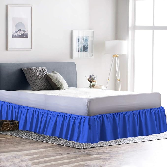 Ruffled Bed Skirt (Cal King, Royal Blue) 18 Inch Drop Dust Ruffle with Platform, 100% Cotton 600 Thread Count Fabric, Gathered Styling, Available in All Bed Sizes and 23 Colors - Bedskirt