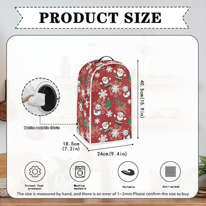 Talayituse Santa Claus Snowman Snowflake Tree Berry Print Blender Dust Cover, Fingerprint Protection Cover for Stand Mixer or Coffee Machine, Home Kitchen Appliance Covers Christmas Decor