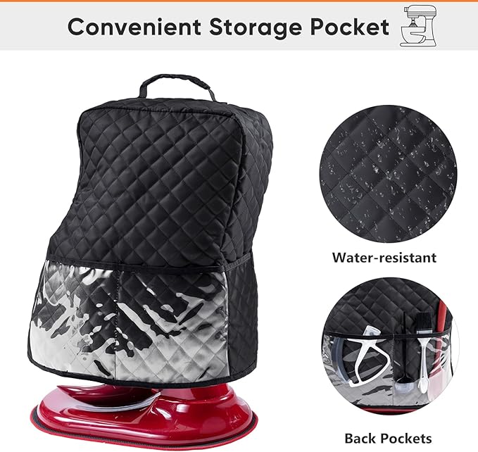 BAGSPRITE Stand Mixer Cover with Appliance Sliders Compatible with KitchenAid Mixer 6/7/8 Quart with Pockets for Kitchen Aid Accessories and Attachments
