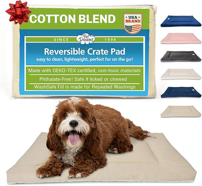 Pet Dreams Dog Crate Pad - Washable Kennel Mat, Crate Pads for Dog Cages, Non-Toxic, Flat Indoor Cat Bed, Fits iCrate 18, 24, 30, 36, 42, 48 Inches (Khaki, Small, 24")