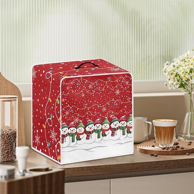Christmas Snowflake Coffee Maker Cover Dust Protection with Top Handle Washable Portable Replacement