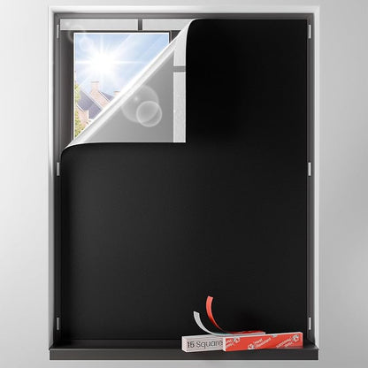 Sumobaby Blackout Curtains for Bedroom Portable 53"x72",No Drill Blackout Shades with Upgraded Hook&Loop Tapes,100% Black Out Window Cover,Thermal Insulated Blinds for Bedroom,Nursery(1 Panel,Black)
