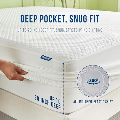 Luxury Twin XL Size Tencel Waterproof Mattress Protector Deep Pocket - Premium Cooling Bed Cover Pad - Hypoallergenic & Allergy-Friendly - Oeko-Tex Certified - Ultra Soft & Breathable