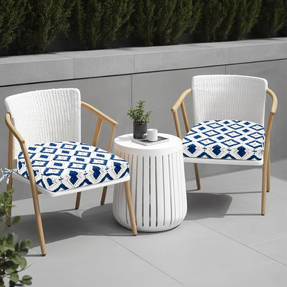 idee-home Outdoor Chair Cushions Set of 2, Thick 19" x 19" x 3" Outdoor Seat Cushions Patio Furniture Waterproof with Ties, Dining Pads