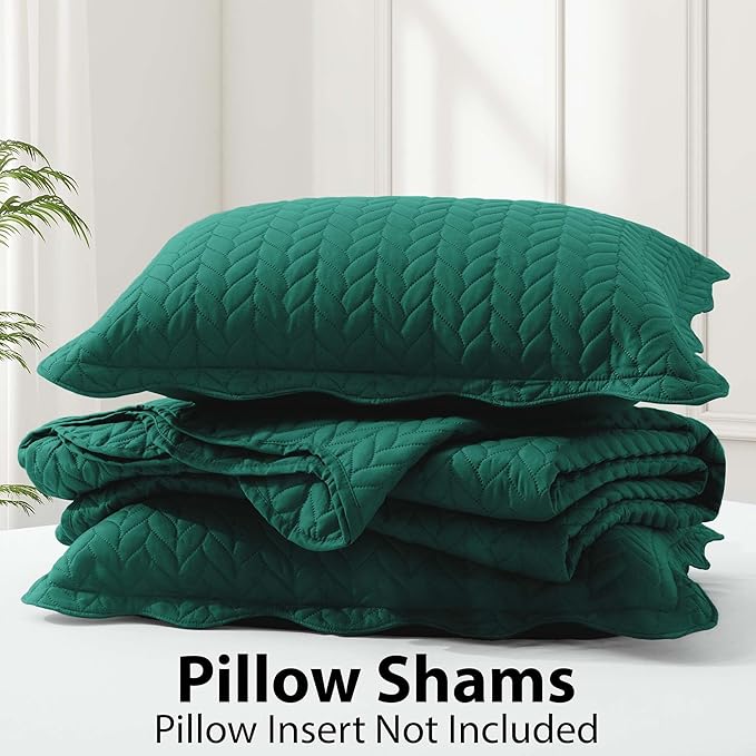 IR Imperial Rooms California King Quilt Bedding Set Size (118"x106") + 2 Pillow Shams (20" x 36"+ 2") - 3 Pcs All Season Reversible Microfiber Coverlet Embossed Quilt Bedspread (Emerald)