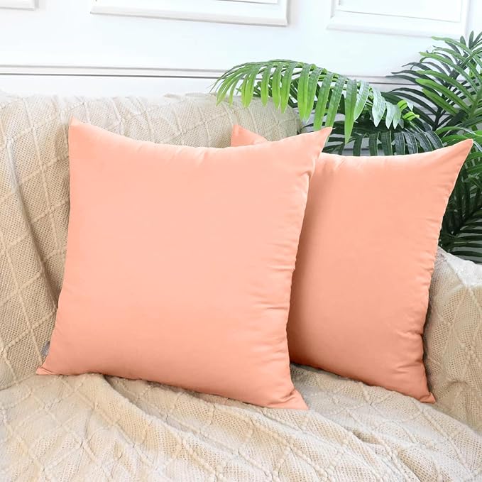 Thmyo 4-Pack 100% Cotton Comfortable Solid Decorative Throw Pillow Case, Square Cushion Cover Pillowcase Sublimation Blank Pillow Covers DIY Throw Pillowcase(18x18 inch/ 45x45cm,Sakura Pink)