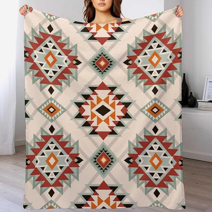 Southwest Style Blanket, Boho Geometric Print Throw Blanket Tribal Aztec Blanket for Couch Bed Sofa Cover Throw Home DéCor 30"x40"