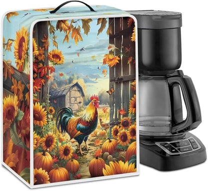 Coffee Maker Cover - Rooster Sunflower Mixer Juice Machine Protector - Washable Waterproof Covers