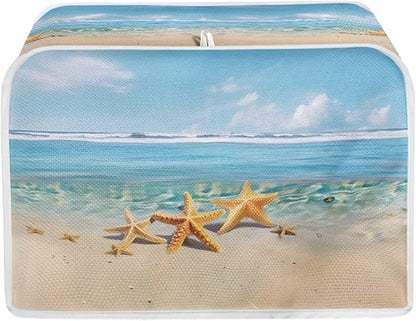 Beach Starfish Print Toaster Cover for Anti-Dust and Fingerprint, Kitchen Small Appliance, Microwave Toaster Oven Cover Decorative Accessories for Kitchen