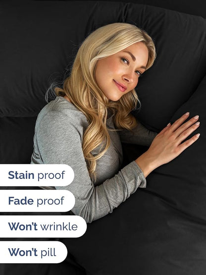 Extra Deep Pocket Twin Sheets - 3 Piece Breathable & Cooling Bed Sheets - Hotel Luxury Bed Sheet Set - Soft, Wrinkle Free & Comfy - Easily Fits Extra Deep Mattresses - Deep Pocket Black Sheets Set