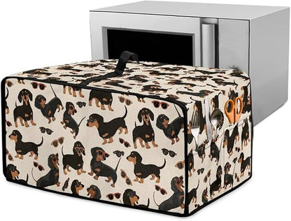Air Fryer Toaster Oven Dust Cover Protective Microwave Oven Cover with Pockets, Dust-proof Countertop Appliance Protector, M, 16.5" x 20.5" x 10", Dachshund Dog Sunglasses Print