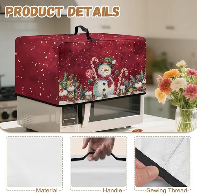 Microwave Oven Dust Cover, Christmas Snowman Heat-Resistant Waterproof Microwave Oven Grill Cover Protector Polyester Washable Dust Covers Case Protections for Microwaves Ovens