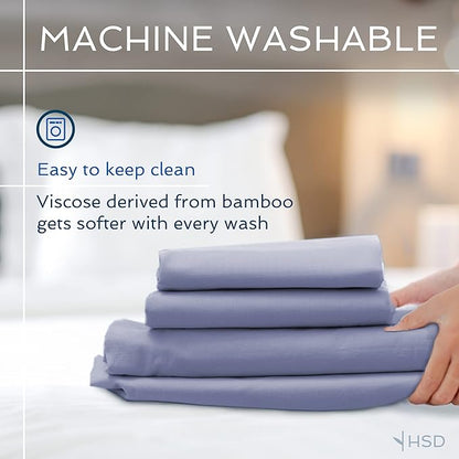 Hotel Sheets Direct 100% Viscose Derived from Bamboo Sheets Set Twin XL - Cooling Bed Sheets with 1 Pillowcase- Breathable, Moisture Wicking & Silky Soft Sheets Set- Light Green