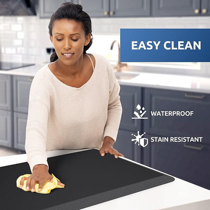 KitchenClouds Cushioned Anti Fatigue Kitchen Rug, 17.3"x39", Waterproof Non Slip, Standing Desk Mat, Comfort Floor Mat for Kitchen, House Sink, Office (Black)