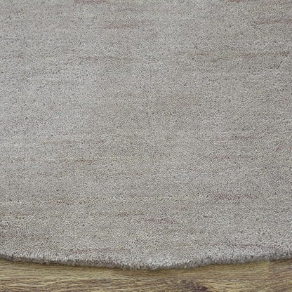Hand Knotted Loom Wool ECO-Friendly Area Rugs - 6'x6', Round, Beige Color, Solid Plain Design, High Pile Thick Handmade Anti Skid Area Rugs for Living Room, Bed Room (L00111)