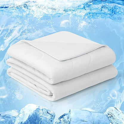 EASELAND Cooling Comforter Queen, Cold Touch Fabric Absorbs Body Heat, Double-Sided Cool Design Soft Fluffy Cooling Blanket for Night Sweats Hot Sleeper(White, Queen(90"x90"))