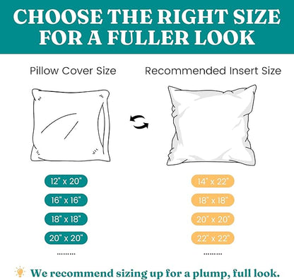 Oubonun 26x26 Feather Down Alternative Throw Pillow Inserts, 100% Cotton Cover, Medium Firm Decorative Pillow Inserts for Couch, Sofa, Bed, Chair (Set of 2)