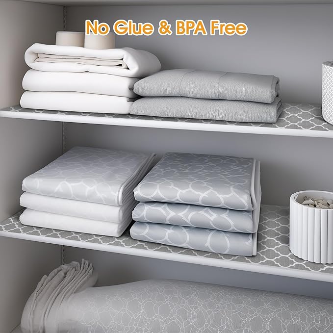 Shelf and Drawer Liner for Kitchen Cabinets Non-Adhesive, Strong Grip Non-Slip Thickened Cabinet Liners for Shelves, Waterproof Mats for Dresser Cupboard, Gray, 12 in x 30 Feet