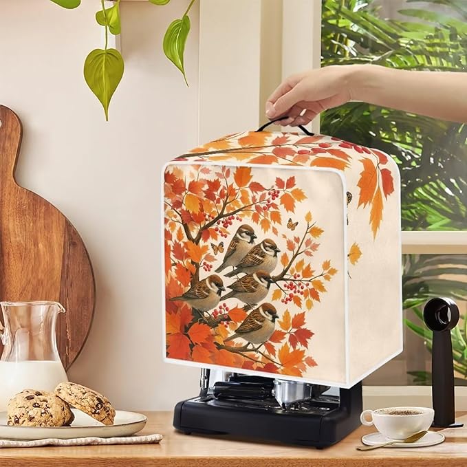 Coffee Maker Cover with Handle Maple Cardinal Dust Protection Washable Foldable Christmas Appliance Cover