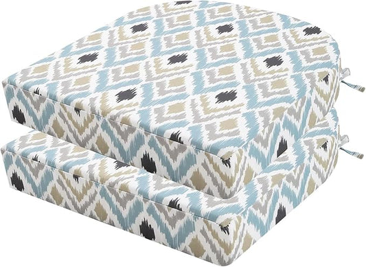 idee-home Outdoor Chair Cushions Set of 2, Thick 19" x 19" x 3" Outdoor Seat Cushions Patio Furniture Waterproof with Ties, Dining Pads
