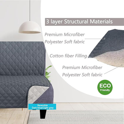 U-NICE HOME Futon Sofa Covers Reversible Sofa Slipcover Armless Cover Furniture Protector Couch Cover Water Resistant (Futon, Dark Blue/Light Grey)